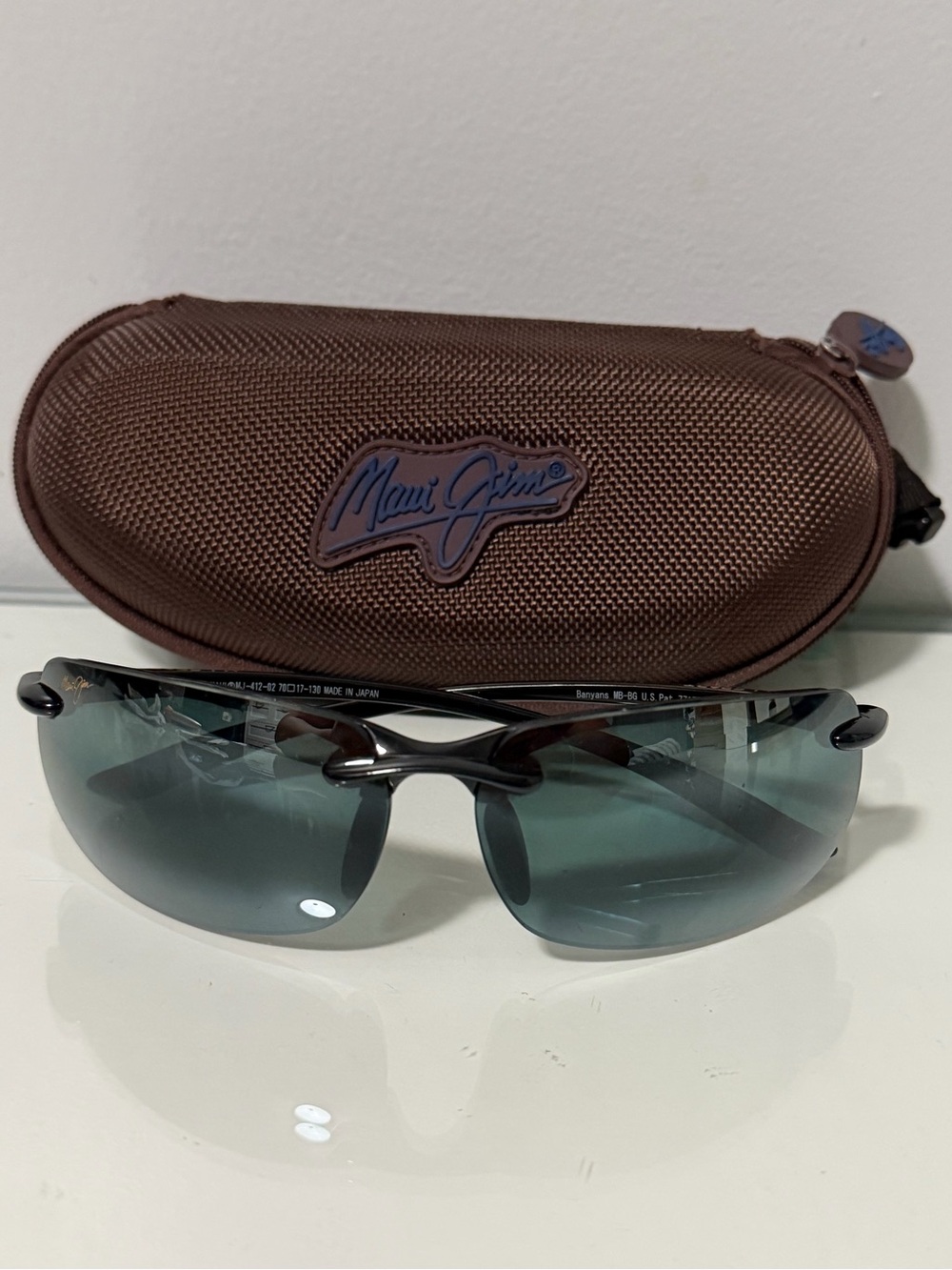 Maui Jim Brown Case Rimless Sunglasses with Gray Lenses